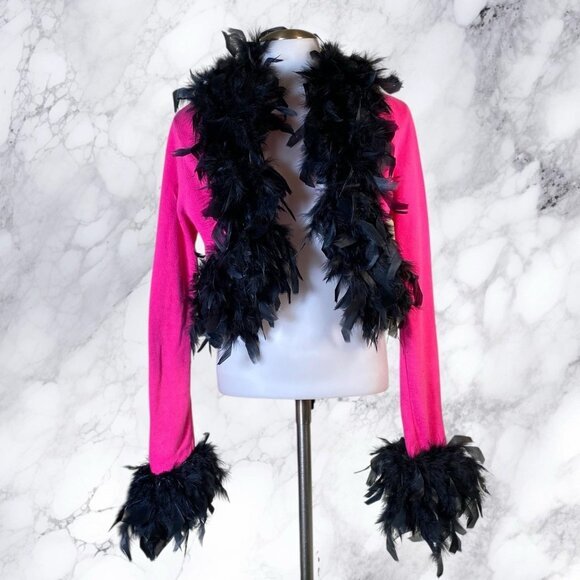 Betsey Johnson Sweaters - VTG Absolutely Creative Cotton Feather Cardigan